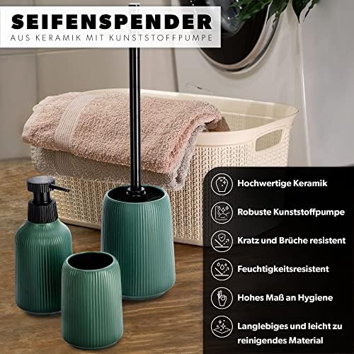 KADAX Soap Dispenser with Pump, Ceramic Matte Lotion Dispenser for Liquid Soap, Refillable Soap Bottle, Capacity Dispenser for Bathroom, Kitchen, Liquid Soap Dispenser, Soap Jar (green)