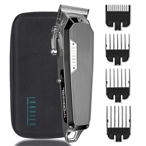 LANVIER Hair Clippers for Men, Professional 10W/7500RPM High Speed Barber Clipper for Hair Cutting and Grooming, Dual Voltage Cordless Hair Trimmer Kit with LED Display & Storage Case – Black