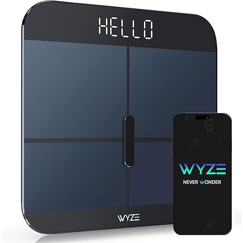 Wyze Smart Scale X - Digital Bathroom Scale for Body Weight, BMI, Body Fat, Muscle Mass, Heart Rate Monitor | Sync with Health Apps | for People, Baby & Pet, 400 lbs (Black)