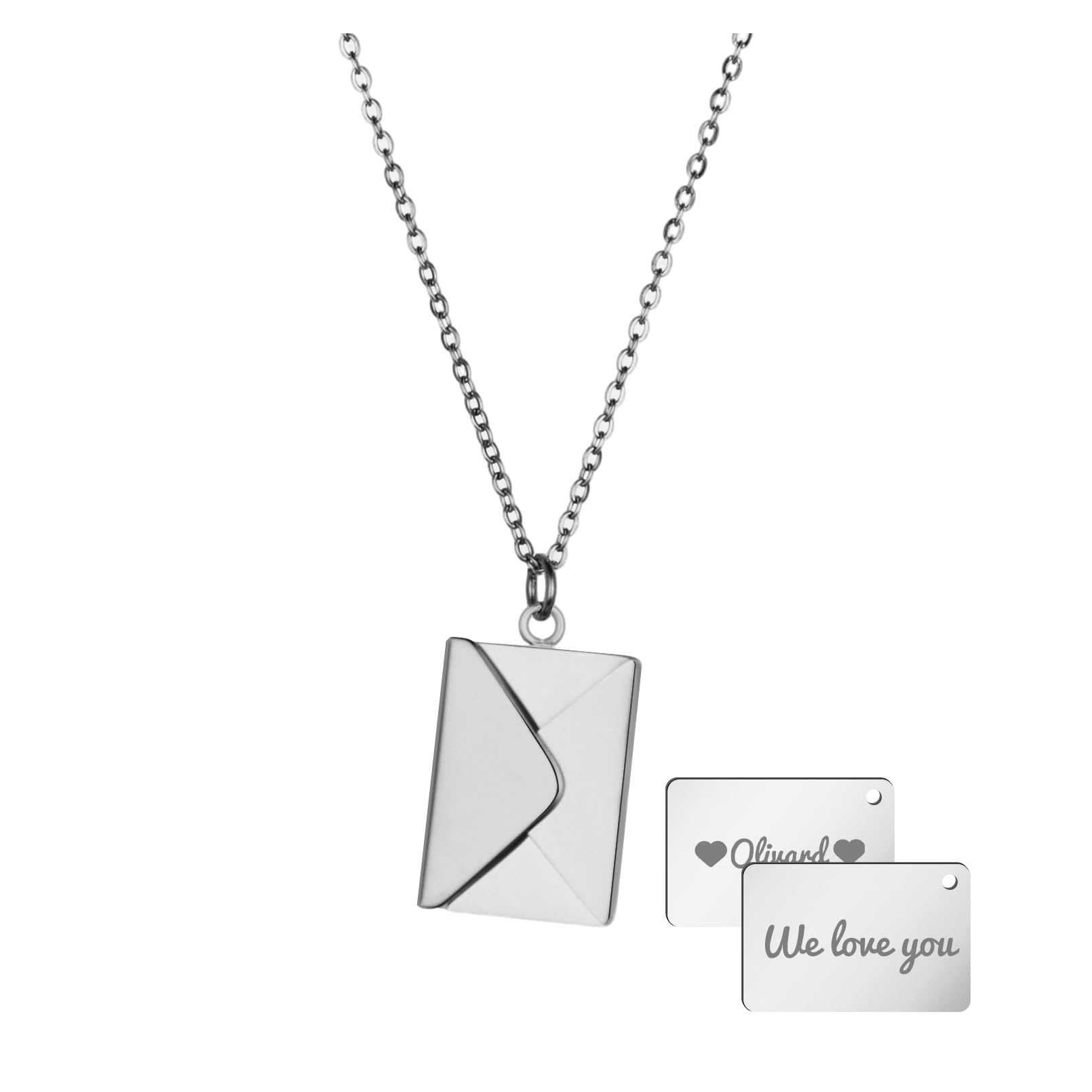 ZZHZBE Personalized Custom Envelope Necklace With Your Text Name