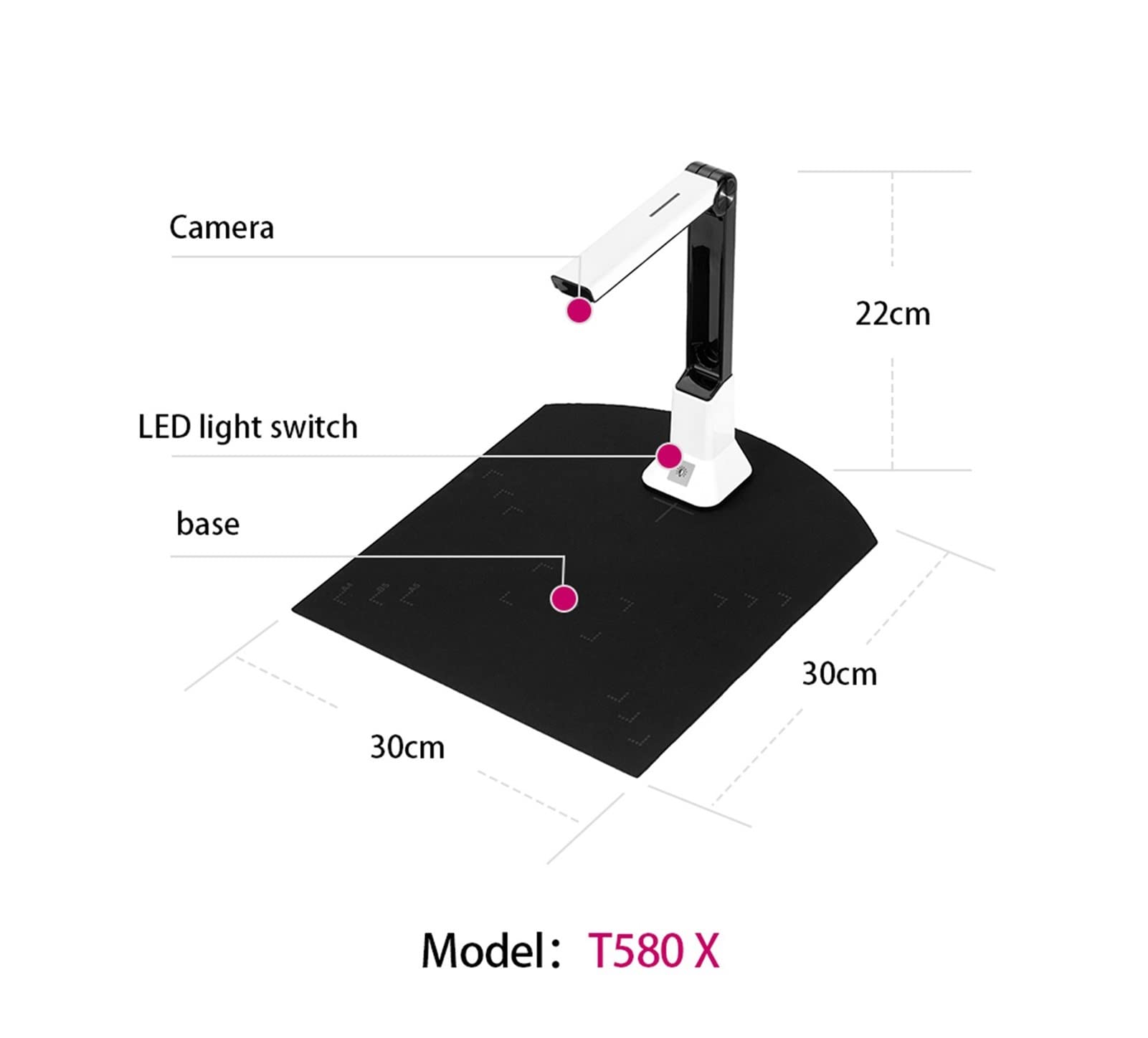 Książki CARNER Version Scanner T580X Book&Document Camera CI mfax 5 Mega-Pixel, Capture Size A4, oprogramowanie w języku angielskim, do biura, nauczania aparatu do skanowania dokumentów (typ wtyczki