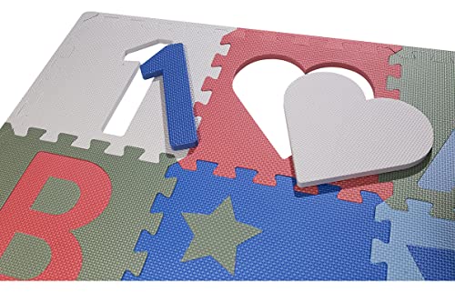 Kindsgut Spielmatte für den Boden aus Puzzleteilen, Perfekt zum Krabbeln, Toben und Spielen, Zahlen Lernen, schöne Motive und dezente Farben, Bodenmatte, Aron
