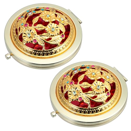 Espejos de Maquillaje Portátiles Doble Cara Plegables Dorados miniatura 1