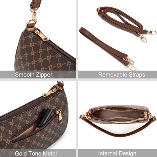 Image of Shoulder Bag for Women Retro Vegan Leather Classic Clutch Tote HandBags Purses with Zipper Closure