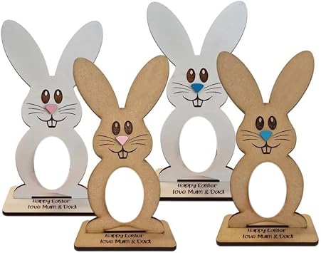 Wooden Egg Stand, Bunny Egg Rack, Wooden Easter Bunny Egg Holder for Kinder Eggs, Personalized Table for Kids No Eggs