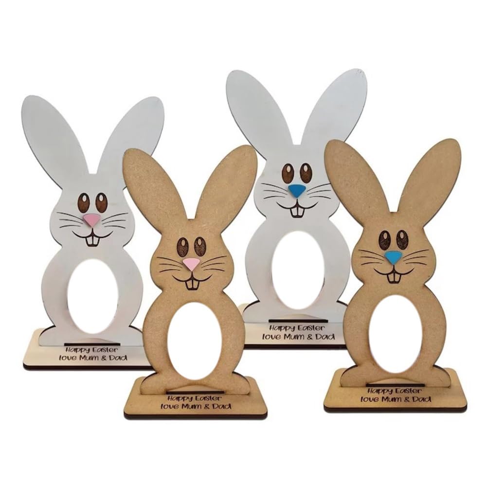 CTRLZS Wooden Egg Stand Bunny Egg Rack Wooden Easter Bunny Egg Holder for Kinder Eggs Personalized Table for Kids (No Eggs)