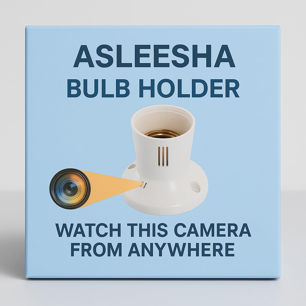 asleesha 1080p full hd wifi spy bulb holder camera hidden socket camera mini security secret nanny cam with live audio & video recording