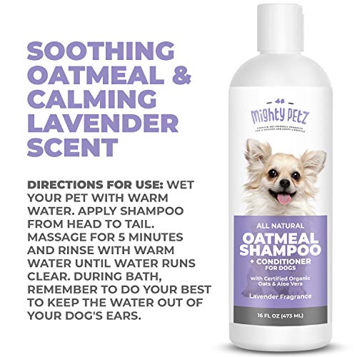 Mighty Petz 2-In-1 Oatmeal Dog Shampoo And Conditioner – Dog Shampoo Sensitive Skin For Dog's Itchy Dry Skin With Soothing Aloe Vera + Baking Soda + Ph Balanced. Get Smelly Dogs Coat Fresh, 16 Oz #TOP6