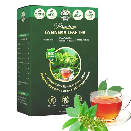 Premium Gymnema Sylvestre Tea 120 Non-GMO Herbal Tea Bags (Gurmar Leaf) - Caffeine-Free Sweet-Taste Balancing Ayurvedic Infusion