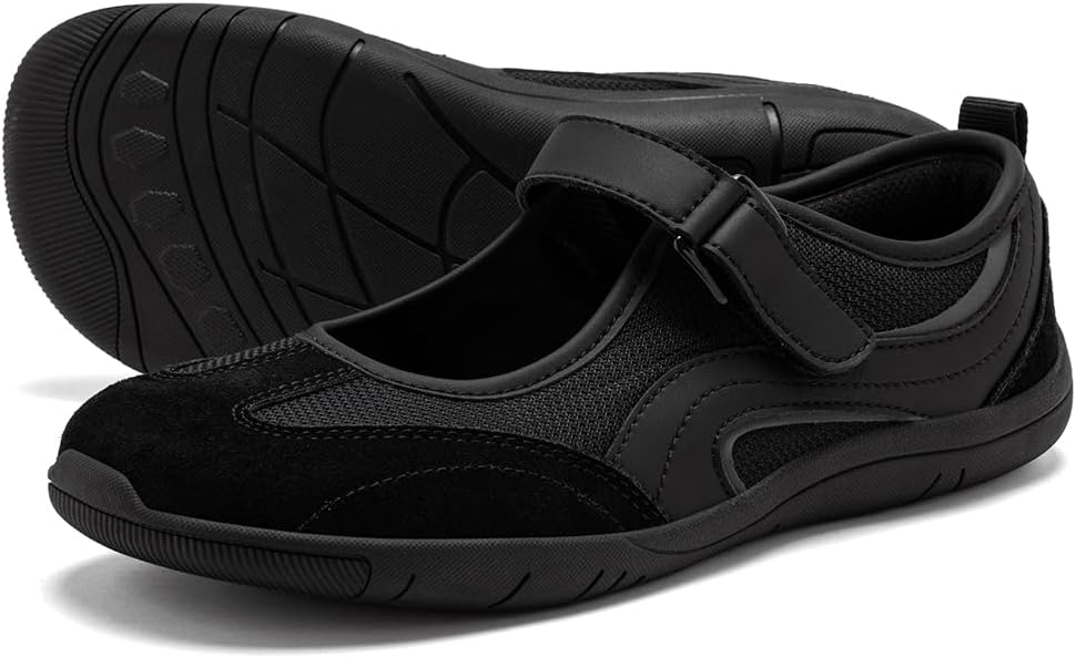 HOBIBEAR Women's Barefoot Mary Jane Flats Wide Toe Box Slip on Dress Comfortable Walking Shoes