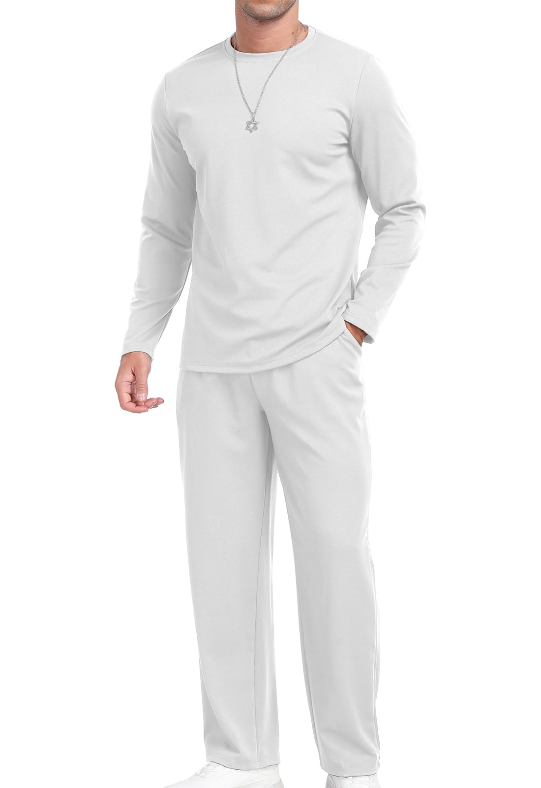 KUYIGO Conjunto deportivo de 2 piezas con cuello redondo para hombre, sudadera y pantalones deportivos, camiseta deportiva informal para hombre, tallas S-XXL