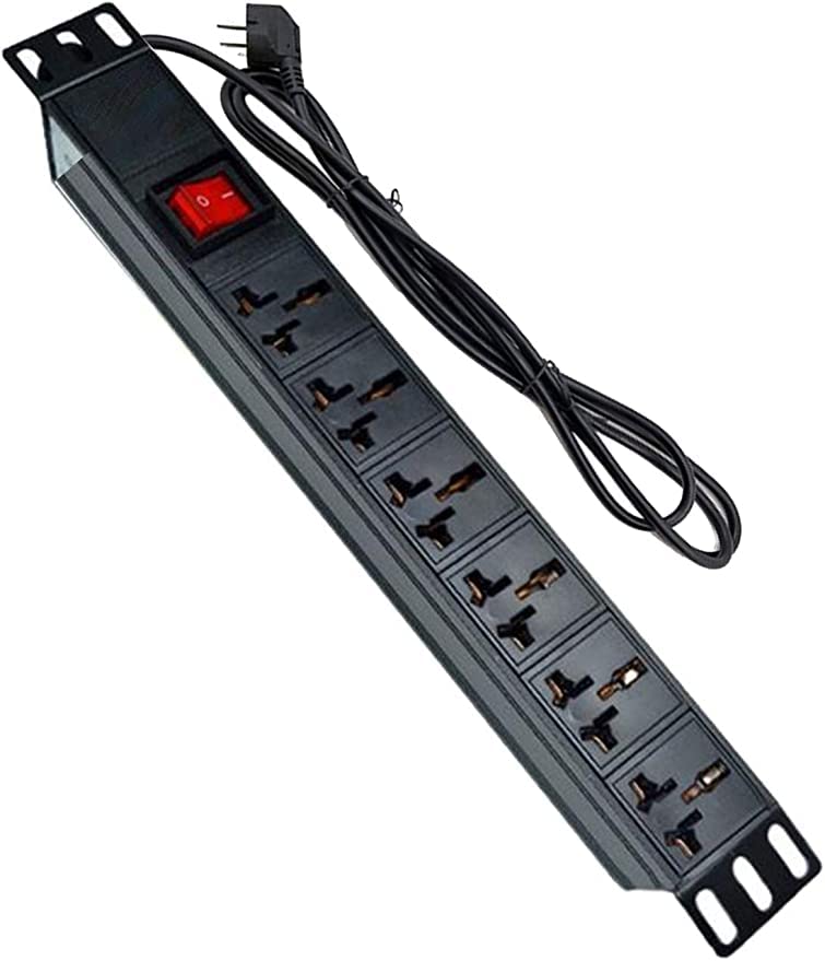Hot Tech! PDU 6 WAY RACK POWER DISTRIBUTION UNIT - PDU UK TYPE 1.8 M Cable for Home, Office and Industrial Use