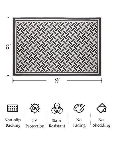 Tchdio Weave Outdoor Patio Rug 6X9 Area Rug, Classic Outdoor Area Rug, Easy Cleaning, High Traffic, Non Shedding Indoor Outdoor Rugs #TOP1