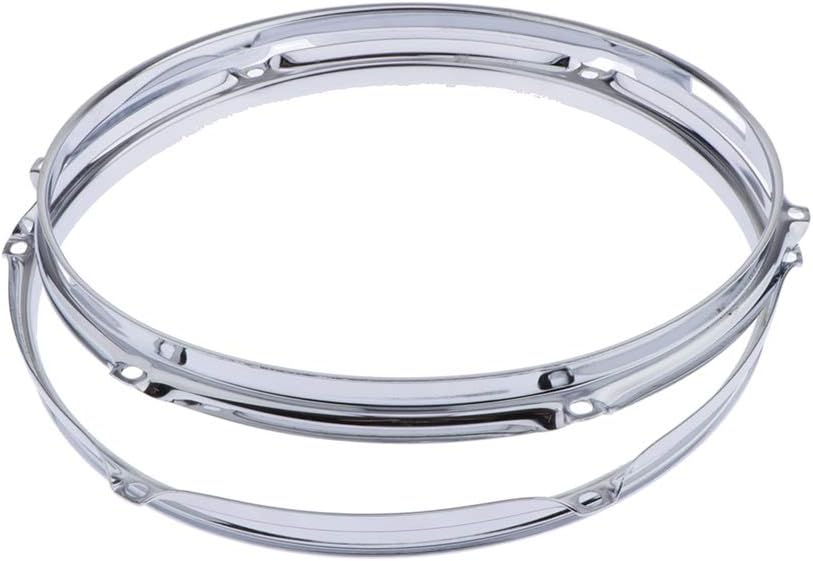 F Fityle Heavy Duty 13 Inch 6 Lug Snare Drum Hoop Rim Batter Hoop 1.5Mm (Pack of 2) Silver