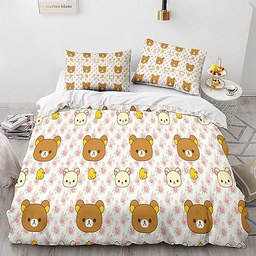 Housse de couette avec fermeture eclair Petit Ours 3D parure lit double - 2