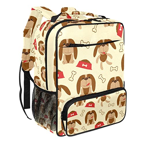 Zaino leggero per la scuola zaino per computer portatile per adulti e bambini zaino casual adorabile cane osso cane cibo, Multicolore, Taglia unica