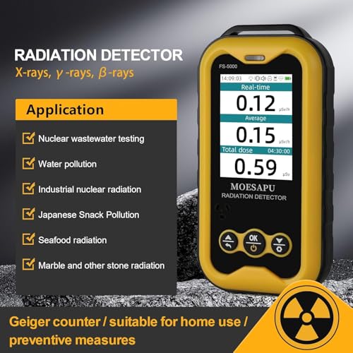 Image of MOESAPU Geiger Counter Nuclear Radiation Detector, Rechargeable Handheld Radioactive Dosimeter with 2.4 inch TFT Display GM Tube Detects X Ray Beta Gamma Portable Radiation Testing Device, FS5000 (Amber)