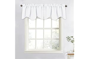 NICETOWN Pure White Curtain Valance for Kitchen - 50% Blackout Functional Rod...