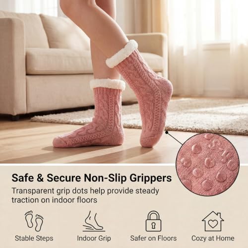 Image of The Metluks Women's Fuzzy Slipper Socks with Non-slip Grippers, Sherpa Lined Warm Cozy Gift Socks