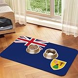 Base antideslizante: la bandera de las Islas Turcas y Caicos imprime la base de goma antideslizante de los accesorios para perros proporciona estabilidad confiable, evitando que la alfombrilla se mueva mientras las mascotas interactúan con sus cuencos.