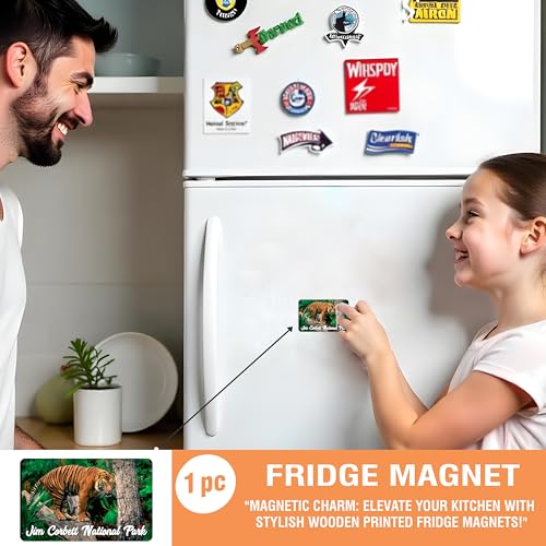 Image of Elegant Fridge Magnet with Themes |Rectangular Size Refrigerator Magnet with Magnetic Rubber Back | Pack of 1, 8.6cm X 5.4cm (Jim Corbett National Park)