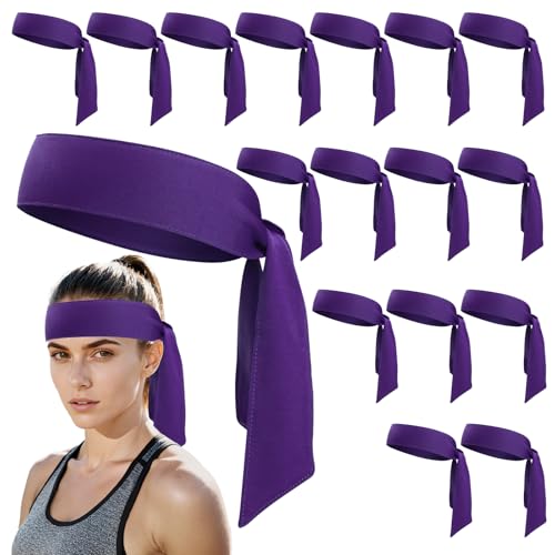 Image of ONUPGO 18Pcs Head Ties for Men Women, Adjustable Headbands Sports Sweatband Ninja Ties Head Band, Sweat Wicking Workout Headband for Sports, Running, Tennis, Yoga, Soccer, Karate