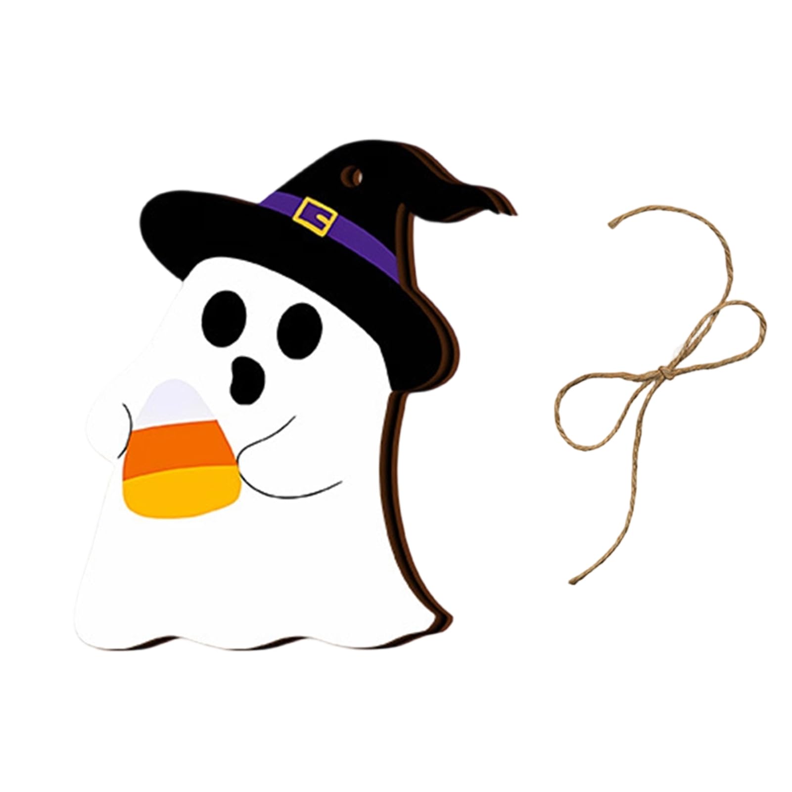 Virelynx Halloween Ghost Wooden Hanging Sign Set, Cute Pumpkin Pendant Decorations with Hemp Rope for Home Wall Door Party Decor,Holiday Ornament C