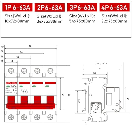 Disjoncteur CA 4P 40A Schneider ou équivalent pour tableau électrique triphasé - 2