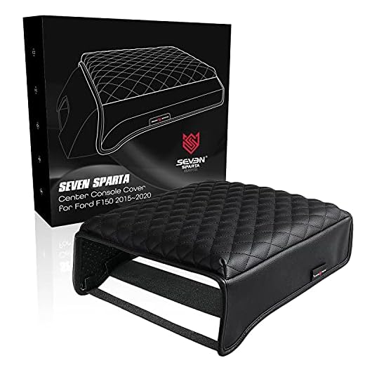 SEVEN SPARTA Center Console Armrest Cushion Compatible with Ford F150 Accessories 2015-2020, PU Leather Waterproof Console Cover Protector
