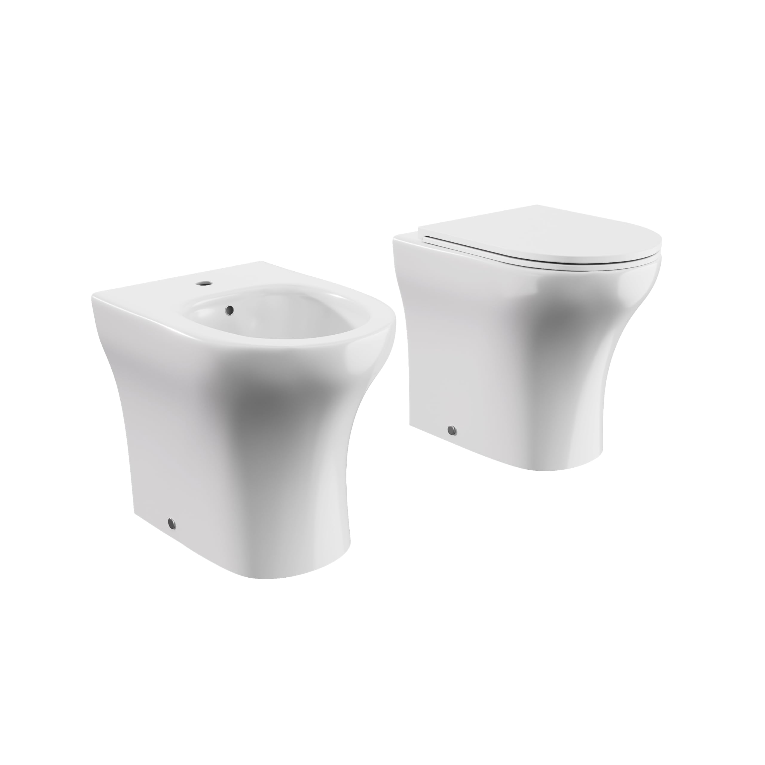 Sanitaires en Céramique Filomuro Vase Bidet Rimless Blanc Brillant Siège Soft-close Fermeture Ralentie Mod. Nassau