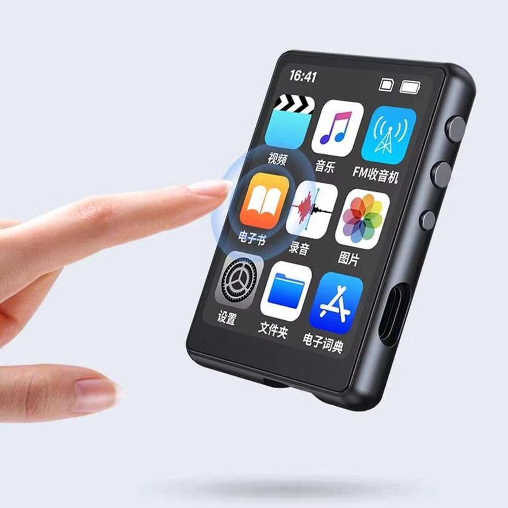 Reproductor MP3 MP4 con pantalla táctil completa Bluetooth 5.3, reproductor de música sin pérdidas con radio FM y grabación