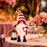 TERESA'S COLLECTIONS 20CM Lovely Red Gonk with Solar Lanterns, Gonk Gifts for Wedding Anniversary Valentine's Day, Waterproof Standing Resin Gnome Ornament for Tabletop & Garden & Fireplace - Image 3