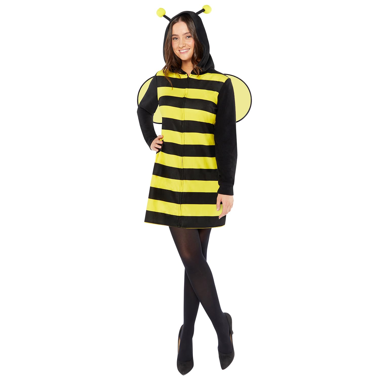 amscan 9919071 Adults Bee Fleece Dress Ladies Fancy Dress Costume (UK Dress 10-12)