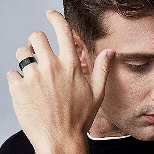 Vakki Black Blue Masonic Tungsten Carbide Square Rings for Men Women Freemason Symbol Ring High Polished Size 7-124