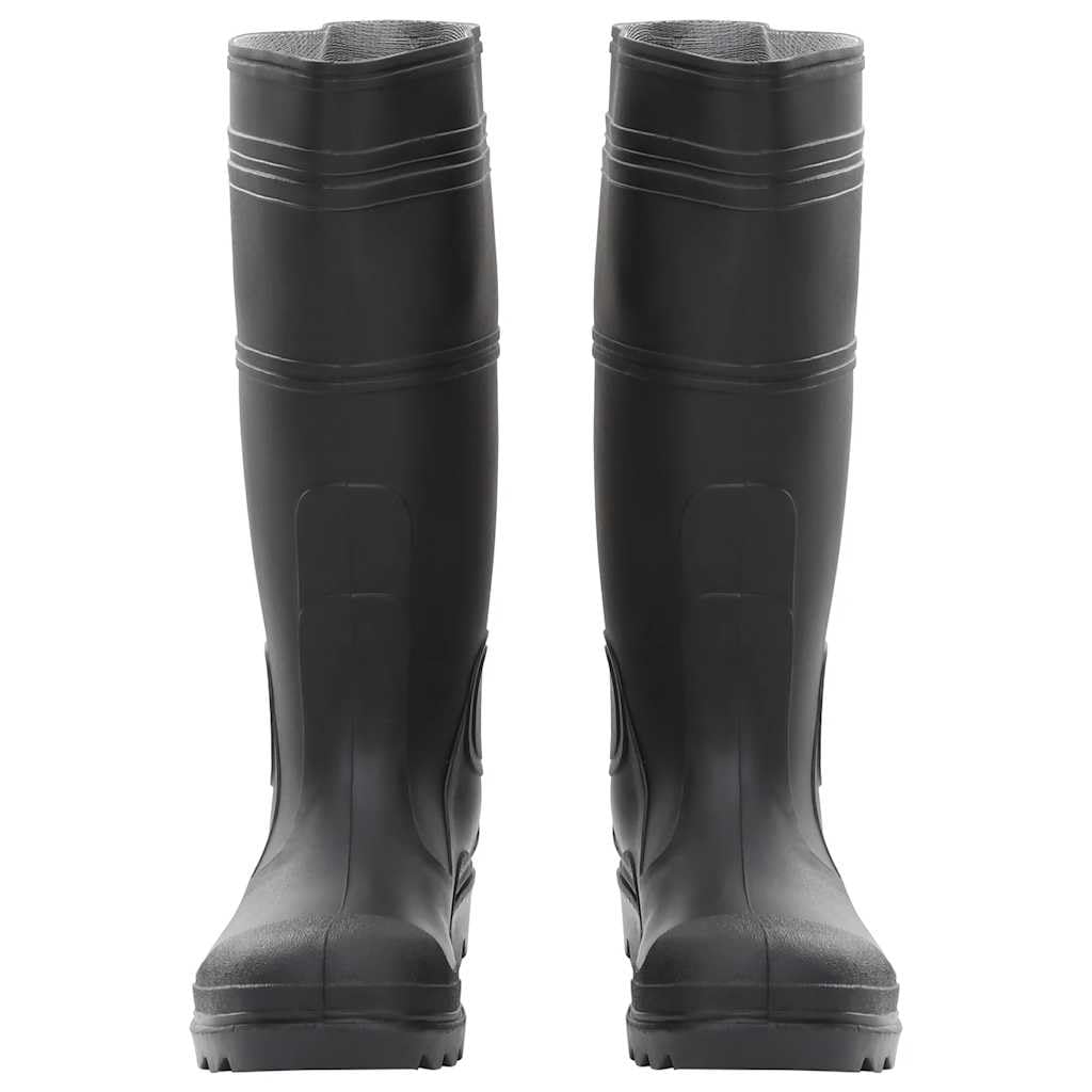 Botas de goma negras de PVC, tamaño impermeable, antideslizantes, con suela robusta para pesca, caza, estanque, pesca con mosca y protección contra inundaciones en condiciones húmedas
