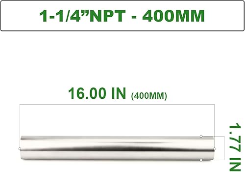 Miniatura 255 de TAISHER 2 accesorios de tubería de acero inoxidable, 1/2 "NPT x 1/2" NPT macho roscado, tubo fundido de pezón de 6 pulgadas de longitud 1.969 in