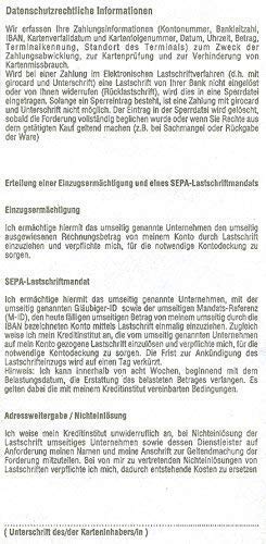 EC Thermorollen mit SEPA-Lastschrifttext 57mm x 14m x 12mm [ØRolle 35mm] phenolfrei Drucker schonend 52g/m² ➤ 50 Stck. (50)