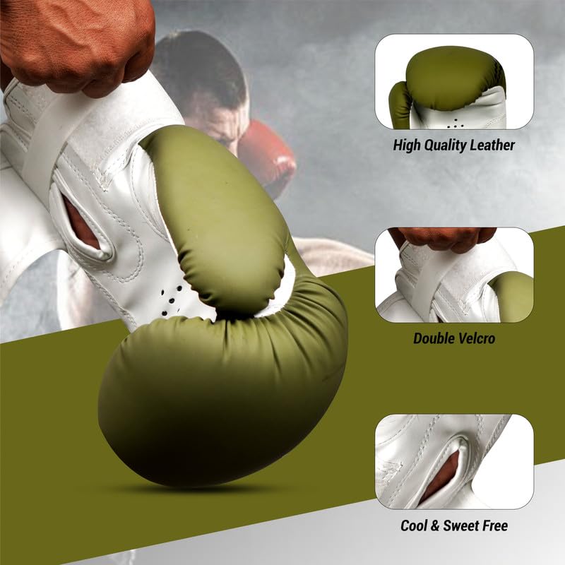 Image of Boxing Gloves - Faux Leather Training Gloves with Hook and Loop Velcro Closure for Long-Lasting Strength and Durability