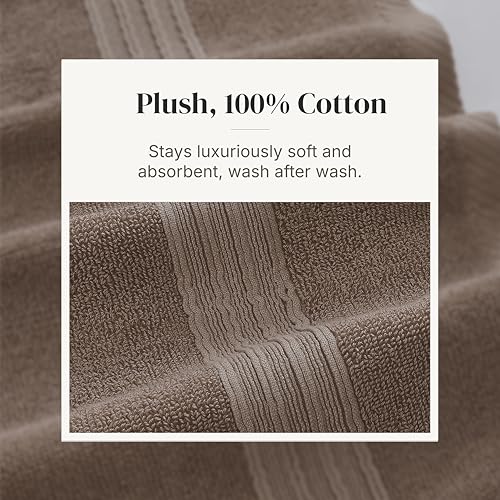 Image of Modern Threads 6 Piece Bath Towel Set - Bathroom Set with 2 Bath Towels, 2 Hand Towels, and 2 Wash Cloths - 100% Cotton, Super Absorbent & Extra Soft - Reversible Floral Trail (Taupe Brown)