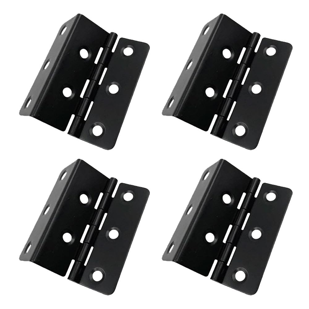 Leliafleury 4Pcs Three Fold Hinges 51x15x1MM Folding Cabinet Hinges 8-Hole Cranked Hinge for Windows Cabinets Boxes, Black