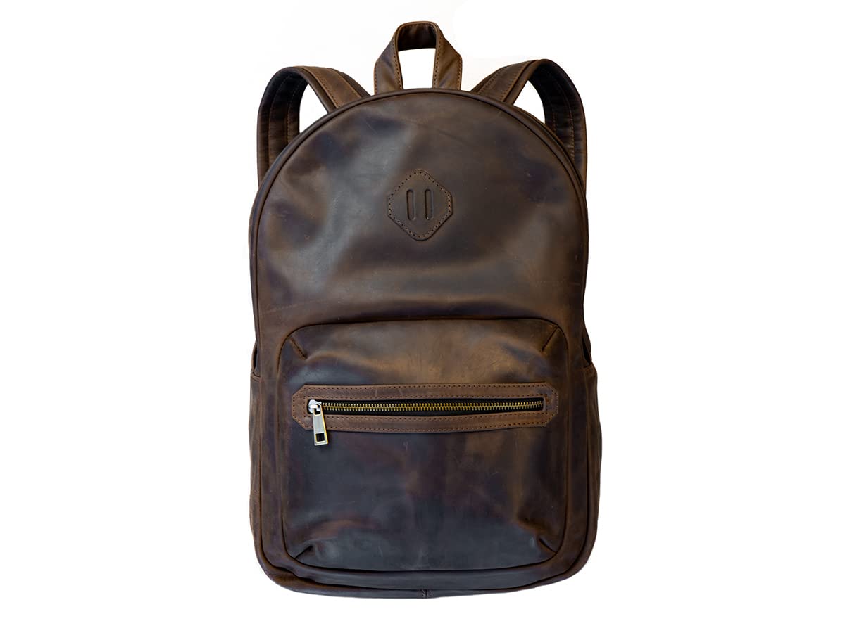 olpr. Leather Backpack Classic Laptop Vintage Daypack Weekend Travel Business Durable Carry On Rucksack Casual Bag