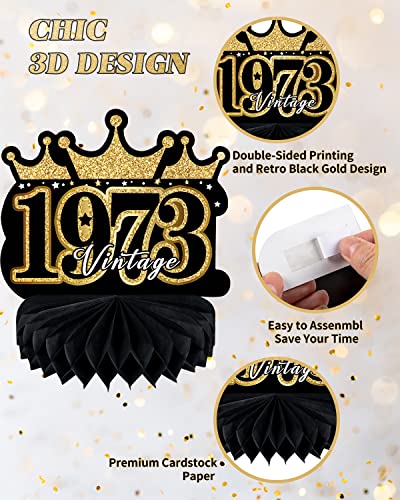 9 Pcs 50Th Birthday Decoration For Men Women 50Th Birthday Table Decorations Cheers To 50Th Birthday Honeycomb Centerpieces 1973 Table Topper Black And Gold 50Th Birthday Party Favors #TOP4