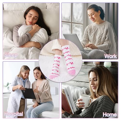 Niofind Kuschelsocken Damen, 6 Paar Winter Warme Flauschige Socken Dicke Weiche Thermo Haussocken Bettsocken wie Weihnachtsgeschenke für Frauen, 36-42 Pink