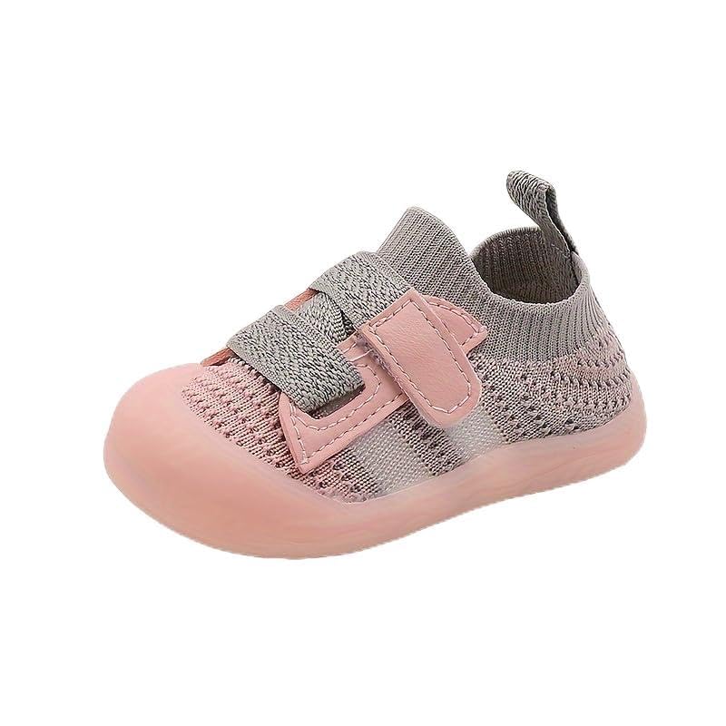 Breathable & Non-Slip Baby Toddler Sneakers - Soft Sole, Dual Mesh Design for Boys & Girls, Perfect for Spring/Fall (Bright Pink Color,3)