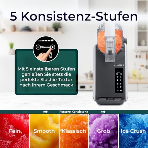 KLAMER Slush Maschine, mit 5 voreingestellten Programmen: Slushie, Cocktail, Milchshake, Frappé, Wein, Automatische Reinigung, 2L Fassungsvolumen, Turbo Freeze, kein Eis erforderlich – Bild 4