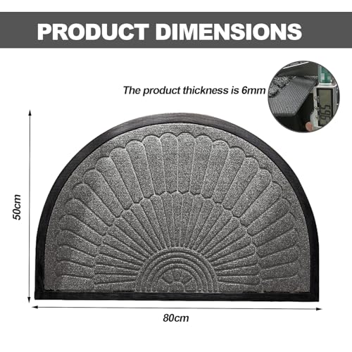 Paillasson extérieur lavable 50x80cm tapis entrée demi-lune résistant
