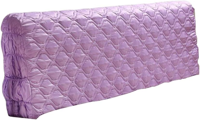 Luxury Silk Bed Head Cover or Quilted Slipcover - Stretchable Side, Phone Storage Bags, Machine Washable - Perfect for Bedroom Decor and Wedding Deco - Pink