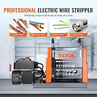 VEVOR Machine à Dénuder Électrique 1,5-25 mm Dénudeur Câble Auto Motorisé 60 W Dénudeuse Pince à Dénuder Dépouillement Fil Repère Profondeur Visible 6 Canaux Ronds 1 Canal Plat pour Recyclage Cuivre