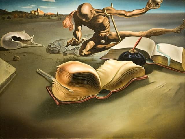 Surreal Painter Salvador Dali Art Classic Abstract Man Reading