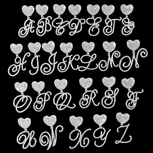 Cursive Silver Initial Pendant Necklaces Alphabet Pendant Miami Cuban Link Chain Necklace for women Hip Hop Iced Out Letter Chain with Pendant Jewelry …4